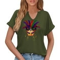 thumbnail image 6 of Craaazy Mardi Gras Shirts for Women Short Sleeve Casual Carnival Printed V-neck T-shirts Gifts, 6 of 6