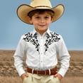 thumbnail image 2 of Tshirts for Kids Boys Western Themed Long Sleeve Button Up Casual Print Shirt Girls' Tops White 6-7 Years, 2 of 5