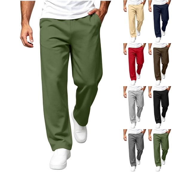 Danhjin Men's Sweatpants Casual Workout Straight Leg Joggers Solid Color Elastic Waist and Ankle with Drawstring Lounge Loose Trousers