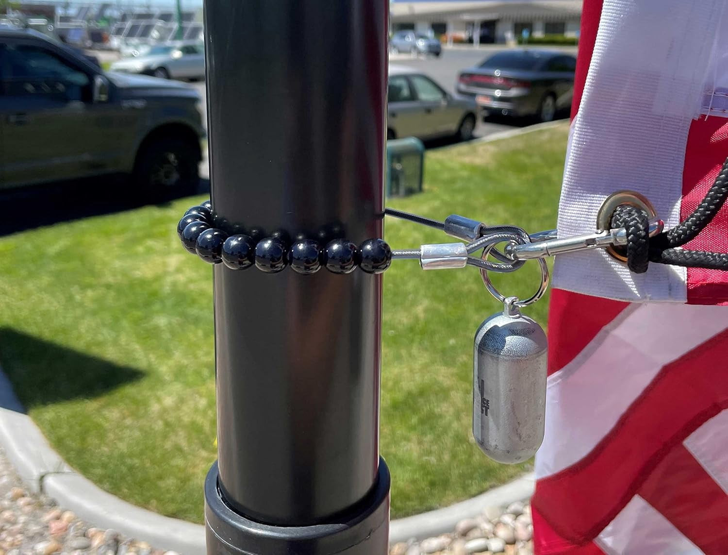 Stainless Steel Flagpole Accessory with Flag Tether & Weight
