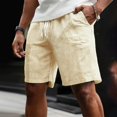thumbnail image 2 of Mens Striped Casual Shorts Summer Beach Elastic Waist Drawstring Shorts with Pockets Mens Athletic Gym Shorts Daily Wear Walking Summer Outfit Yellow S, 2 of 5
