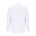 thumbnail image 4 of WTOBBY Men's Cotton Linen Blend Business Shirt Slim Fit Solid Color Stand Collar Long Sleeve Button Front Pocket Casual Office Breathable Top,White 3XL, 4 of 8