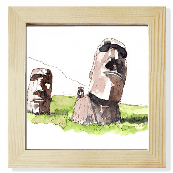 Moai Statues In Easter Island Square Picture Frame Wall Tabletop Display