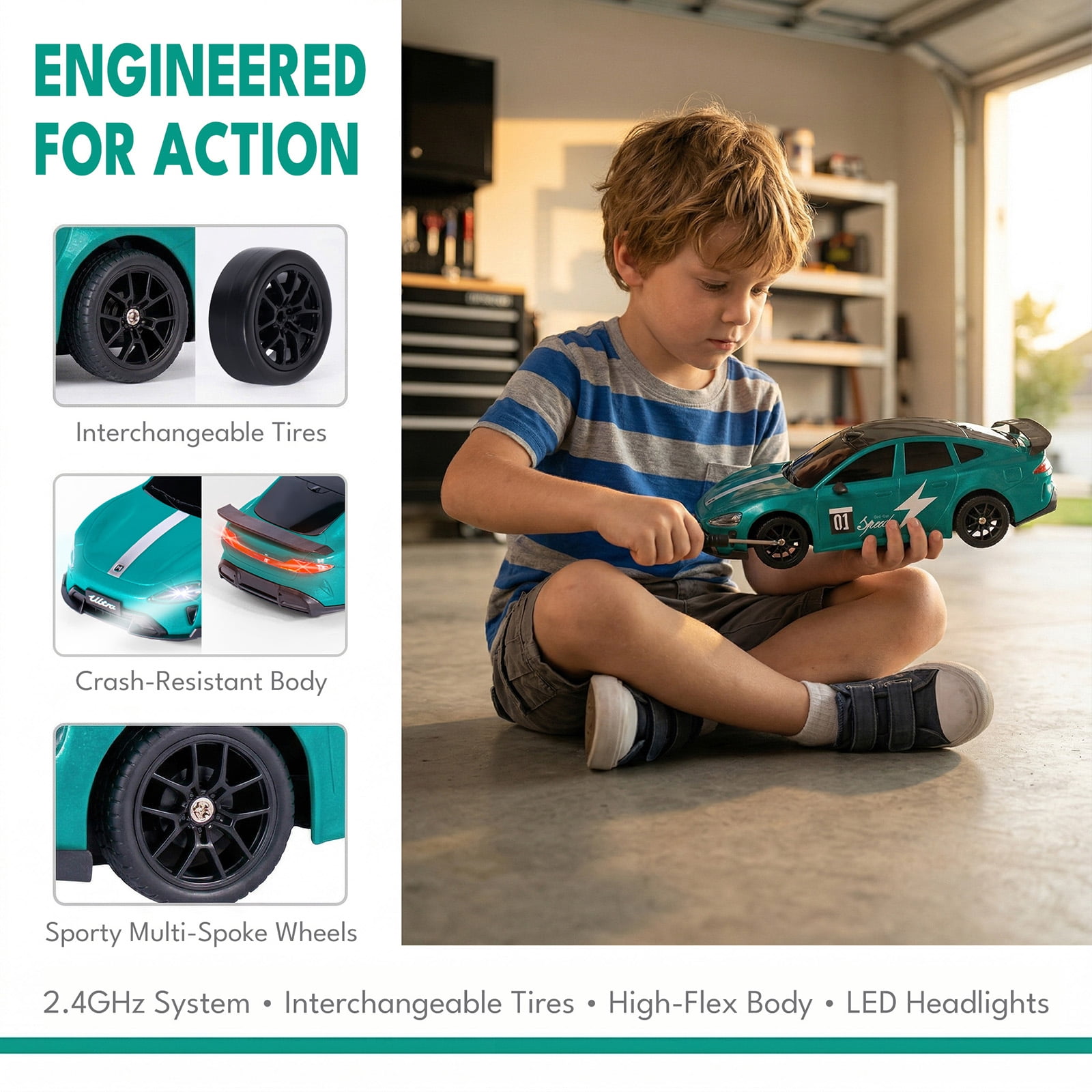 RC Car for Kids,1:20 Remote Control Car Toys with LED Lights, 30KM/H 4WD High Speed RC Vehicle Gift for Boys Girls Adults, Racing & Drifting