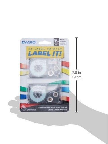 Casio XR-9WE2S 9mm Labeling Tape (Black on White) 2-Pack - Walmart.com