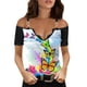 thumbnail image 1 of Gibobby Playera de Verano para Mujer Mujer verano Casual Sexy cuello en V encaje flor estampado anillo hebilla tirantes manga corta camiseta(Azul claro,XL), 1 of 4