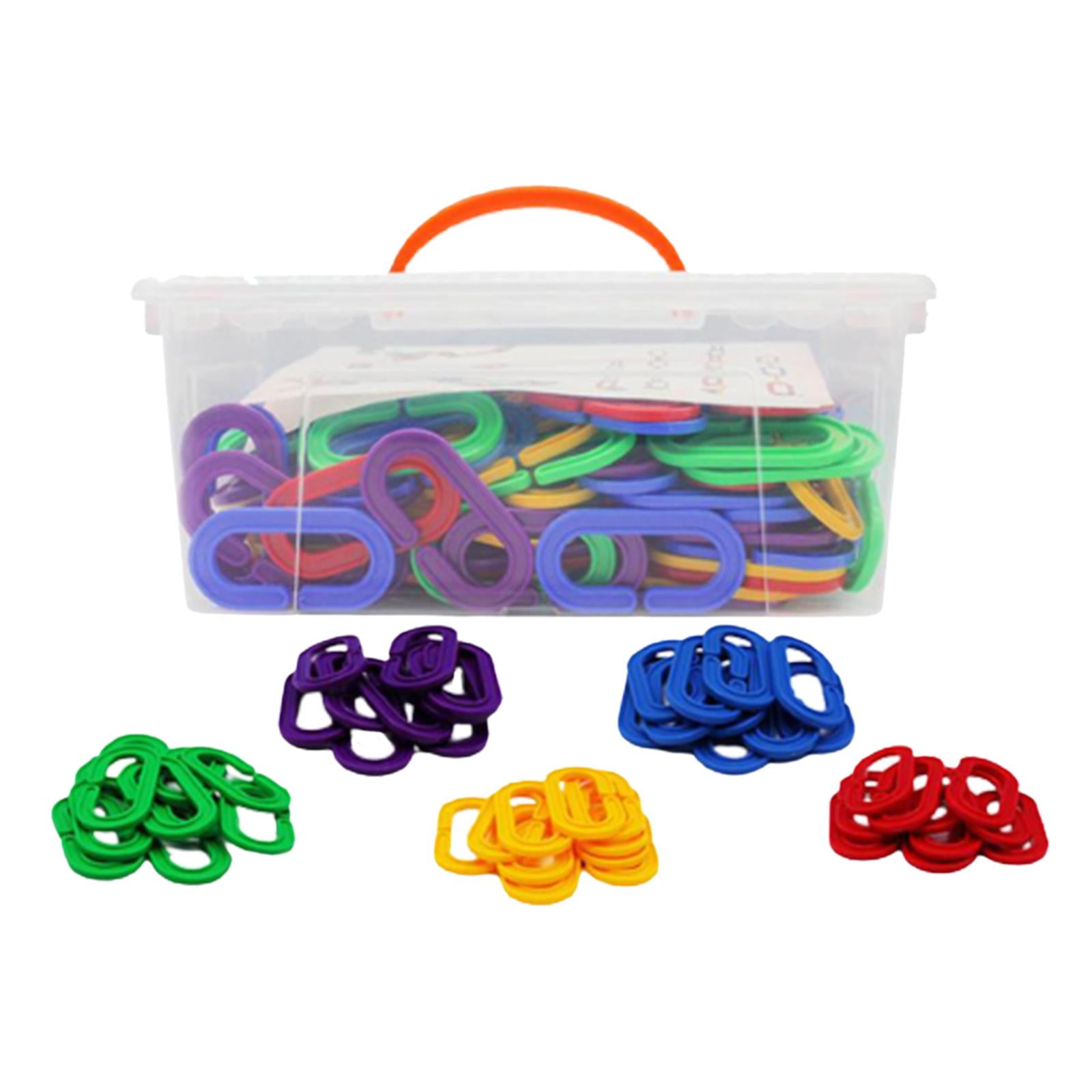150Pcs Hooks Chain Links Parrot Bird Toy Cage Interchangeable Sensory Toys Colorful Links Rainbow C Links for Preschool Kids Children
