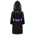 thumbnail image 2 of Rswnyirn Kids Boys Boxing Robe Hooded Satin Hoodie Halloween Cosplay Costume Black&Purple 6, 2 of 5