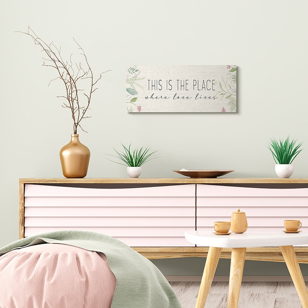 Stupell Industries Where Love Lives Phrase Quaint Floral Charm Canvas Wall Art by Kim Allen