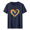thumbnail image 3 of Gifts for Men! lcziwo T Shirts for Man Summer Going Out Tops Loose Crewneck Short Sleeve Shirts Cotton Basic Tees Novelty Heart Graphic Print Blouse Navy S, 3 of 5