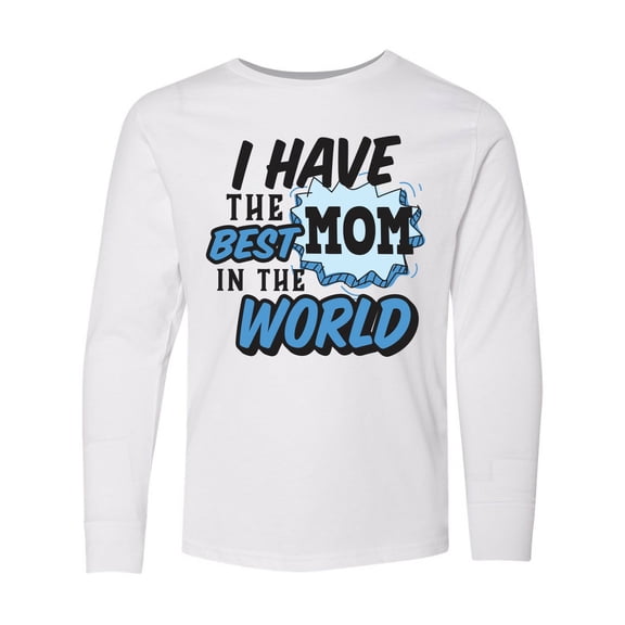 Inktastic I Have the Best Mom in the World with Speech Bubble Long Sleeve Youth T-Shirt
