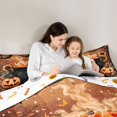 thumbnail image 4 of Manfei Halloween Pumpkin Bats Sunflowers 7-Piece Twin Bedding, Vintage Floral Butterfly Bedding Comforter Set, Brown Orange Green,Reversible, 4 of 7