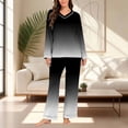 thumbnail image 2 of Womens Pajama Sets 2 Piece Lounge Sets for Women Fashion Graphic V Neck Long Sleeve Top and Elastic Waist Pants (XL, Black), 2 of 7