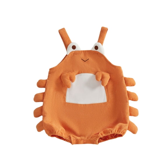 BemeyourBBs Newborn Baby Girl Boy Summer Clothes Crawfish Lobster Crab Corduroy Romper Overall Halloween Outfits Sleeveless Jumpsuit Playsuit