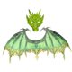 thumbnail image 1 of Disfraz de dragón para adultos Máscara de dinosaurio Juegos Accesorios con correa elástica Ala de dinosaurio Disfraces para fiestas Favores Es Verde Yinane Disfraz de juego de simulación, 1 of 8