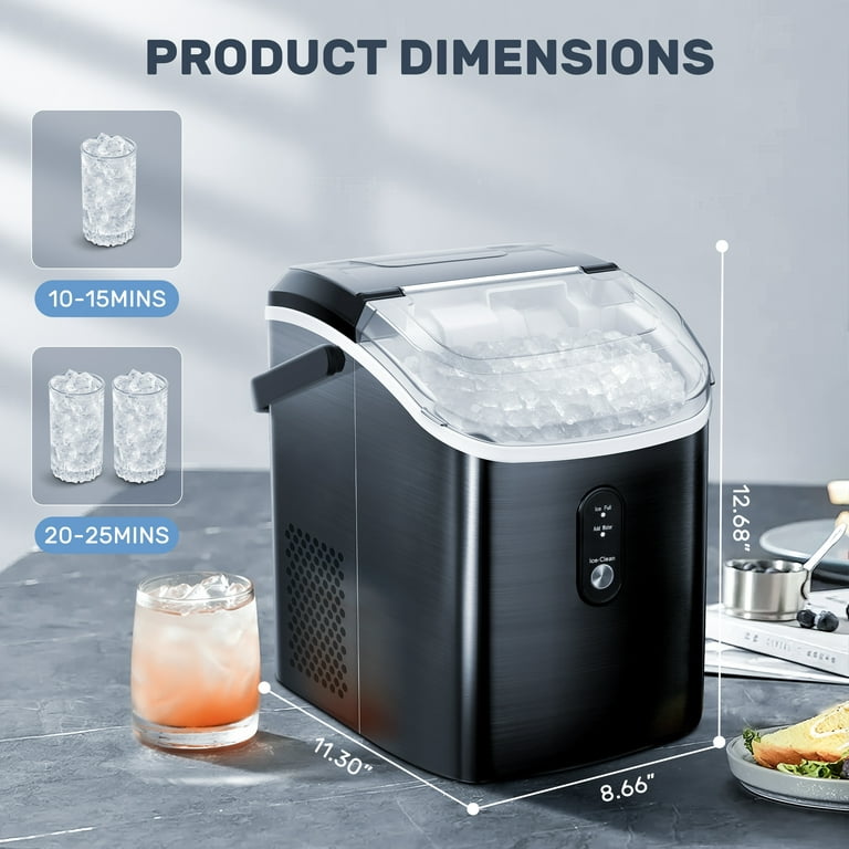 KISSAIR Portable Nugget Ice Maker, Countertop Ice Maker Machine with  Self-Cleaning,35Lbs/Day, Easy Operation, Ice Scoop & Ice Basket, Suitable  for