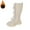 Z11Beige, variant on Girls White Lace-Up Combat Boots with Side Zipper, Knee-High Lug Sole Golden Shoelaces Dress/School Boots – Toddler/Little/Big Kids