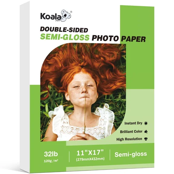 Koala Photo Paper 11x17 32lb Double Sided Semi-gloss 100 Sheets for Inkjet and Laser Printers DIY Brochures,Flyers, Posters etc