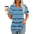 thumbnail image 1 of Soki Hauts pour Femmes Manches Courtes Liquidation Col Rond Été Tunique Ample Rayée T-Shirts, 1 of 5