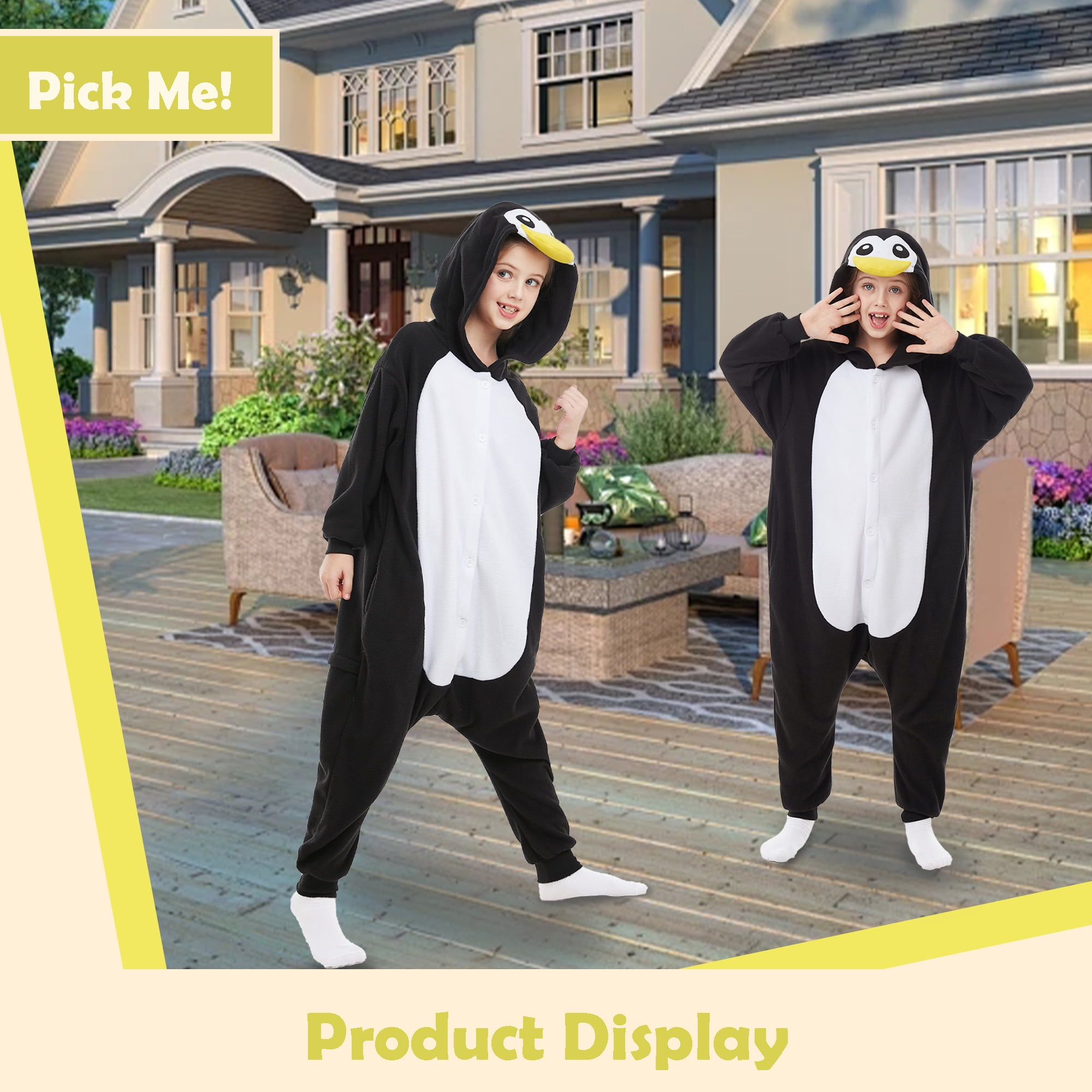 Penguin Onesie Kids CANASOUR Cosplay Animal Christmas Pajamas Polyester Girls Boys Suit 6-8 Years