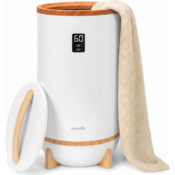 Single Touch Towel & Blanket Warmer with Fragrant Disc Holder and LED Ring (Gray)