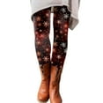 thumbnail image 2 of Christmas Fall Polyester Ankle-Length Spandex Leggings for Women Orange Snowflake Women's Day Autumn And Winter Artistic Splash Printed Soft Stretchy Pants M, 2 of 6