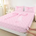 thumbnail image 5 of Erosebridal Pink Plaid Bow Bed Sheets for Girls, Cute Polka Dots King Sheets for Women, 4pcs, 5 of 6
