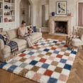 thumbnail image 3 of BERTHMEER 8'x10' Large Shag Area Rugs for Living Room Bedroom Office Dorm Plush Soft Checkered Fluffy Geometric Modern Contemporary Carpets Indoor, Multicolor, 3 of 8