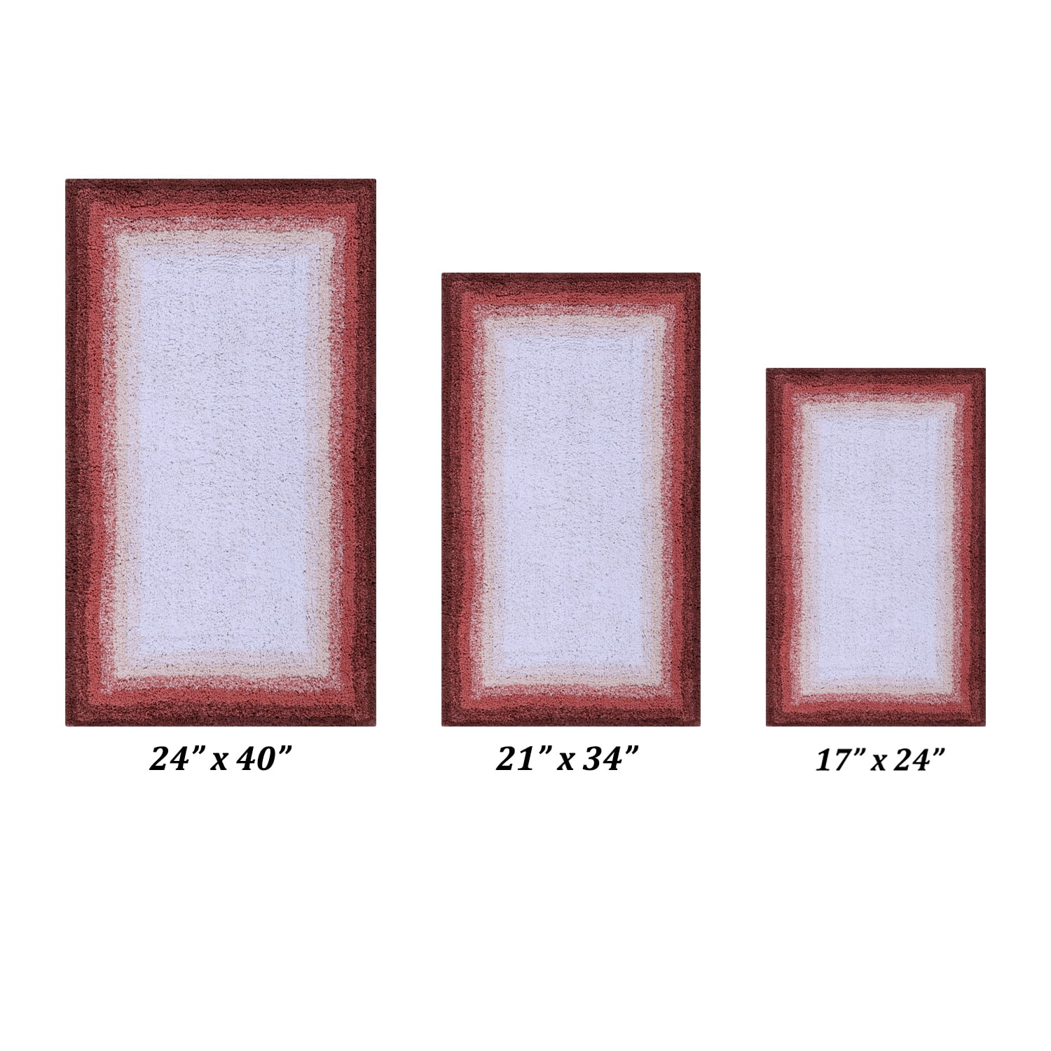 Better Trends 3 Piece Bathroom Rug Set, 100% Cotton, Extra Soft Tufted Bath Mat, Water Absorbent & Non Slip Bath Rug, (Rose) Torrent Collection