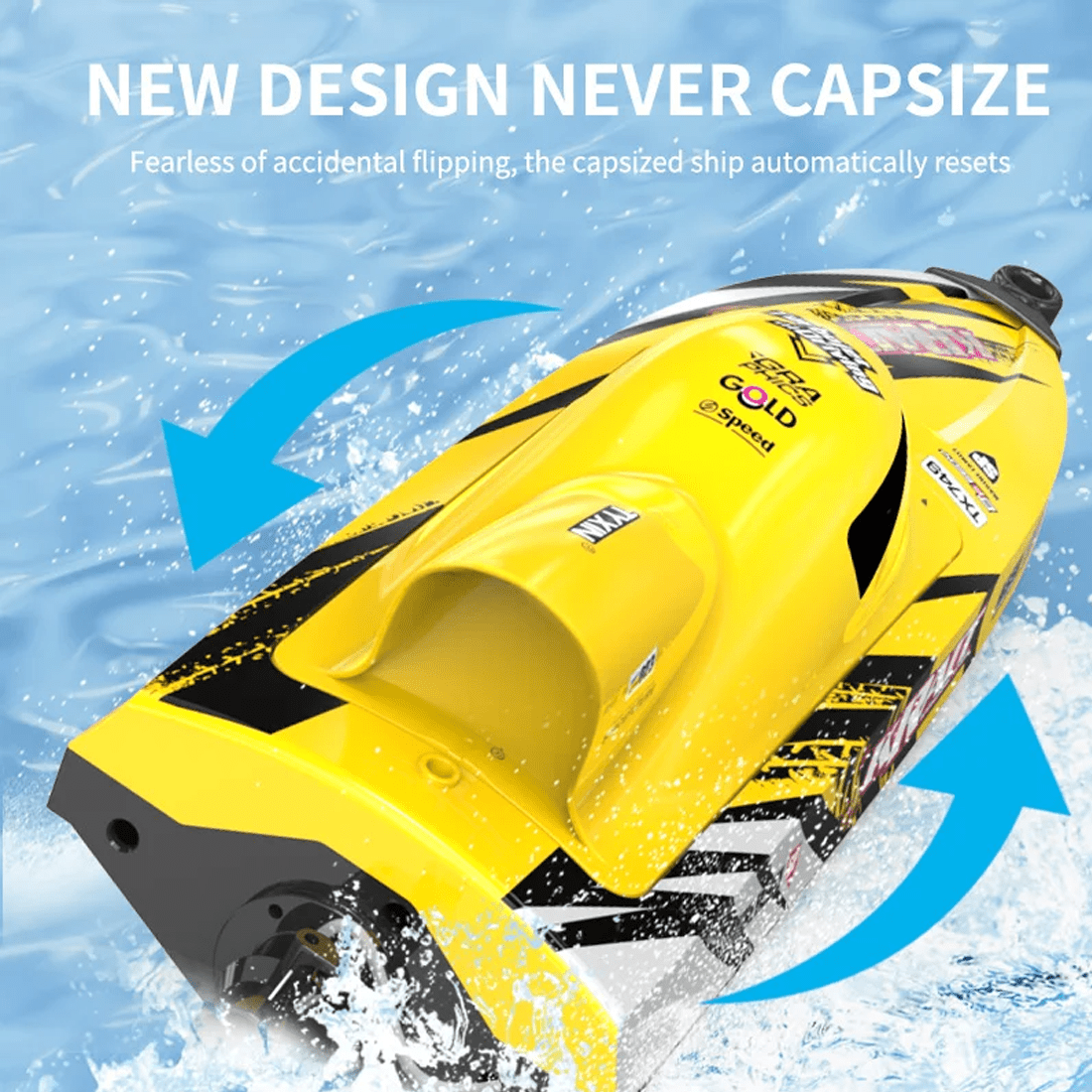 25KM/H High-Speed Brushless RC Turbojet Speedboat, 2.4G Waterproof Design Vortex Jet Boat with Never-Capsize Technology & Cooling System for Hobbyist - RTR