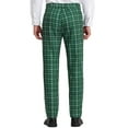 thumbnail image 3 of Unique Bargains Men's Checked Pattern Suit Pants Flat Front Plaid Dress Pants 36 Dark Green, 3 of 6