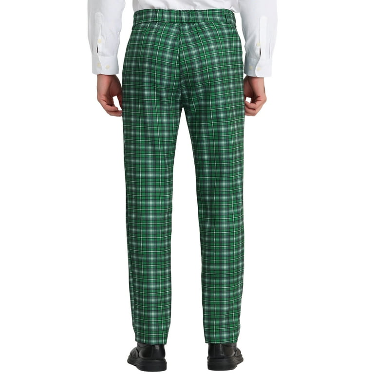 Unique Bargains Men's Plaid Dress Pants Flat Front Dark Unique Bargains Men's Plaid Dress Pants Flat Front Dark
