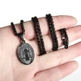 thumbnail image 2 of APSVO Black Saint St Benedict Necklaces for Men Boys Stainless Steel Medal Pendant Chain Christian Religious Catholic Birthday First Communion Graduation Fathers Day Jewelry Gifts Teen Him Dad Kids, 2 of 5