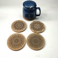 thumbnail image 3 of PLGEBR 6-Piece Absorbent Cork Round Coaster Set Metal Holder, 3 of 7