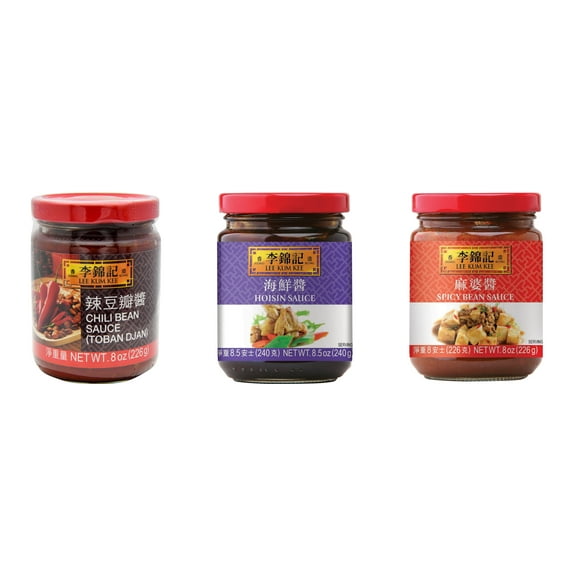 NineChef Brand Spoon Plus 3 Pack Lee Kum Kee Cooking Sauce, 3 Flavors(Chili Bean Sauce,Hoisin Sauce,Spicy Bean Sauce)
