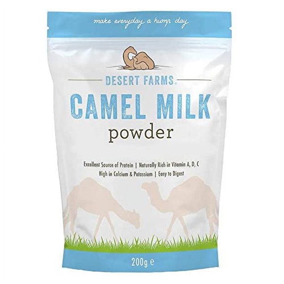 Desert Farms Organic Whole Camel Milk Powder Certified PALEO and KETO Grass Fed Non-GMO Easy to Mix Powder Milk - Excellent Replacement For Goat and Soy Milk [7 Ounce] Packaged In The USA