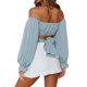 thumbnail image 5 of Txlixc Blusa de mujer, cuello cuadrado sólido, chaqueta de manga larga, pullover de primavera Txlixc moda, 5 of 8