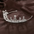 thumbnail image 4 of Waroomhouse Women Princess Crown Shiny Rhinestones Inlaid Wedding Tiara Headband Hair Accessory Faux Crystal Crown with Pin Fixes, 4 of 7