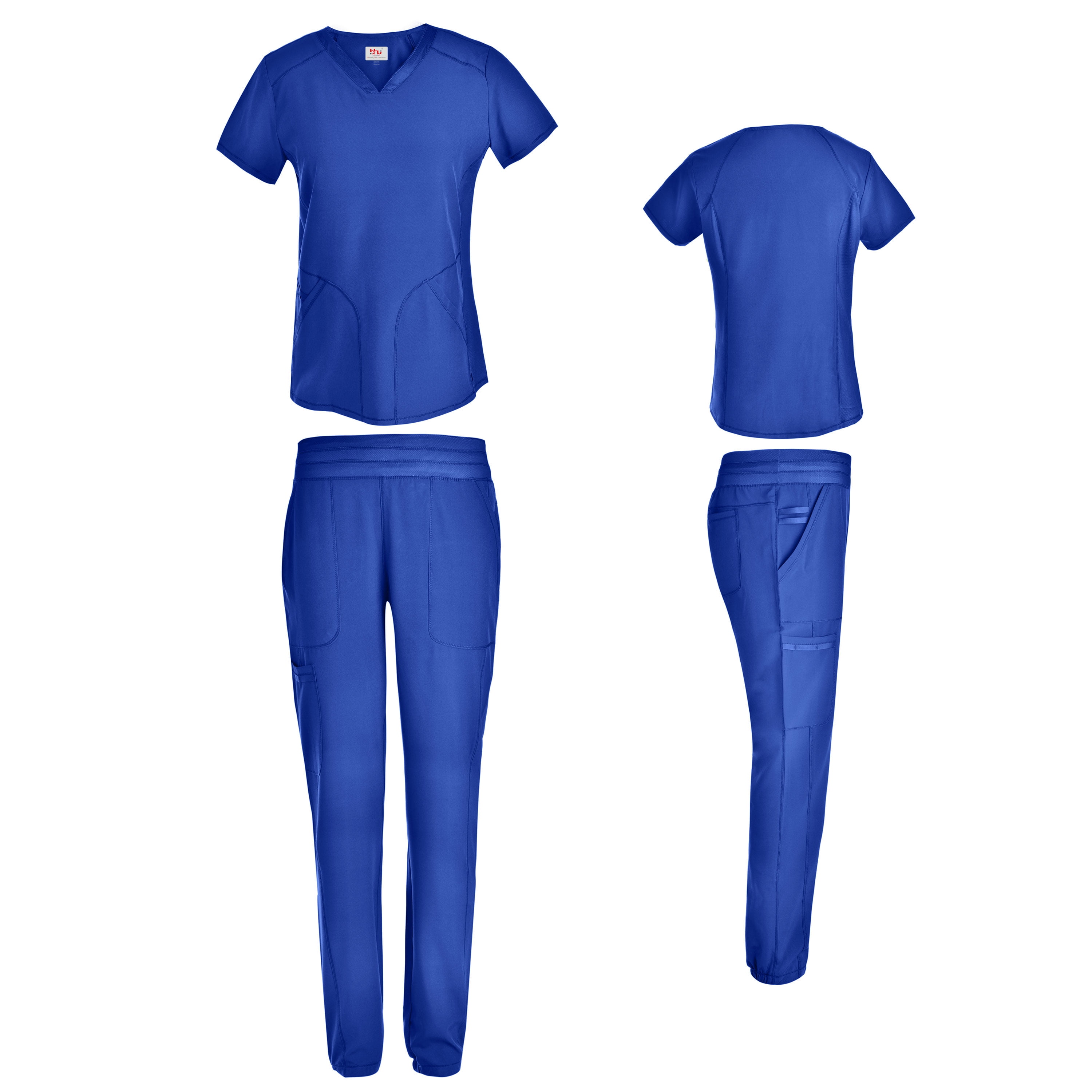 Unisex Stretch Jogger Scrub Set Solid V-Neck Top Men Women Jogger Nurse  Uniform