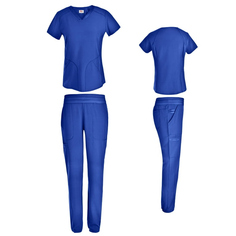 Women's 4 Way Stretch Top with Tapered Leg Scrub Pants 