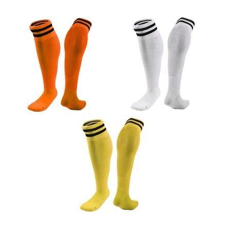 

Lian LifeStyle 3 Pairs Knee High Sports Socks for Soccer Softball Baseball Soccer and Many Other Sports XL002 Size XXS Orange White Yellow