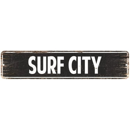 California Vintage Surf Sign - Surf City Vintage Look Personalized Metal Sign Chic 4x18 204180008058