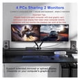 thumbnail image 4 of 4 Port USB 3.0 KVM Switch 4X2 Dual Monitor 4K@60Hz Extended Display DP KVM Switch 4 In 2 Out For 4 PC Share Keyboard Mouse, 4 of 7