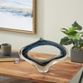thumbnail image 2 of 16" x 11" Dark Blue Glass Cutout Oval Ombre Abstract Sculpture with Bubble Texturing and Clear Accents, by DecMode, 2 of 10
