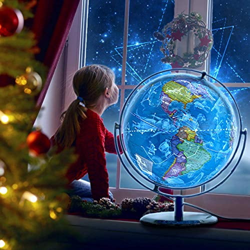 Globe terrestre illuminé pour enfants, veilleuse globe de bureau avec  support 