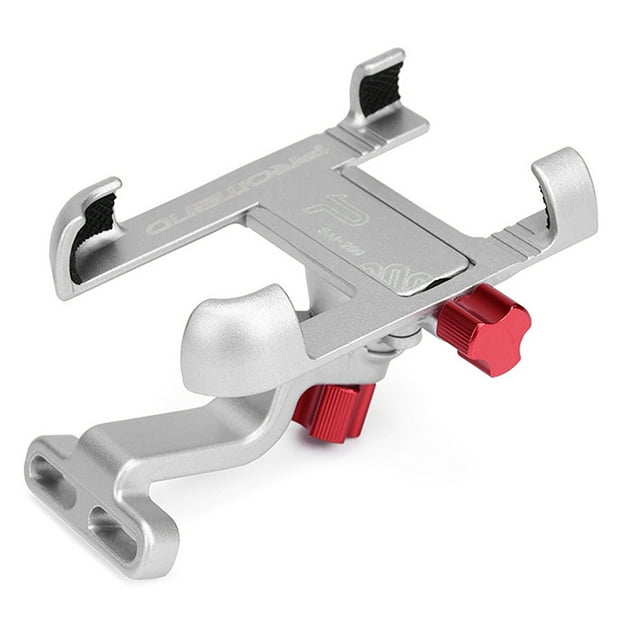 PROMEND 360° Rotatable Aluminum Alloy Bike Phone Mount for 2.2"-3.7" Devices, Adjustable Width 55-95mm, Stem Handlebar Installation, Durable Rubber Pad Design, Silver Finish