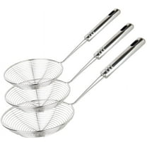 Extra Large Spider Strainer Skimmer Spoon for Frying and Cooking - Set of 3 Stainless Steel Wire Pasta Strainer with Long Handle, Professional Kitchen Skimmer Ladle
