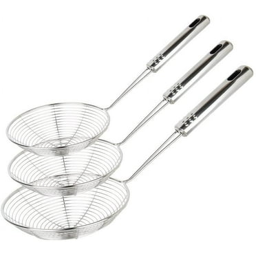 Spider Strainer Skimmer, Set of 3 Asian Strainer Ladle Stainless Steel Wire Skimmer Spoon with Handle for Kitchen Frying Food, Pasta, Spaghetti, Noodle