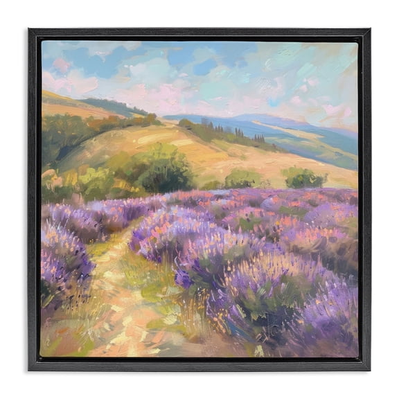 Stupell Industries Lavender Field Hills Black Framed Floater Canvas Wall Art design by LSR Creative Studio, 18 x 18