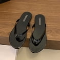thumbnail image 5 of Qicasul Women' Flip Flops solid color Flat Flip Flop Sandals for Women Beach Rubber Shower Shoes Basic Thong Sandals Casual Summer Wear Black US Size:8, 5 of 5
